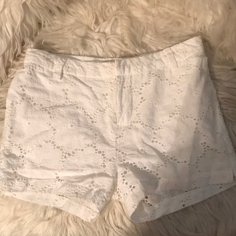 White lace shorts